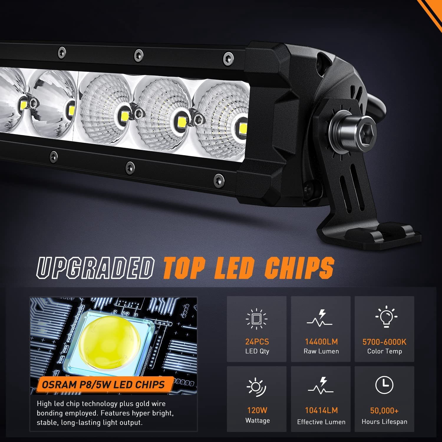 Nilight LED Light Bar 30 Inch 120W Flood Spot Combo Beam 14400LM IP68 Offroad Single Row Slim Driving Lamp for Pickup Truck SUV ATV UTV Boat Jeep