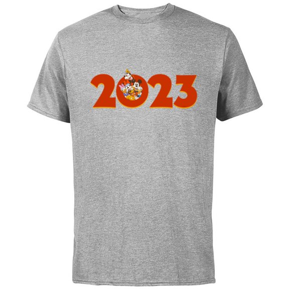 Disney Mickey and the Gang 2023 100th Anniversary New Year - Short Sleeve Cotton T-Shirt for Adults - Customized-Athletic Heather