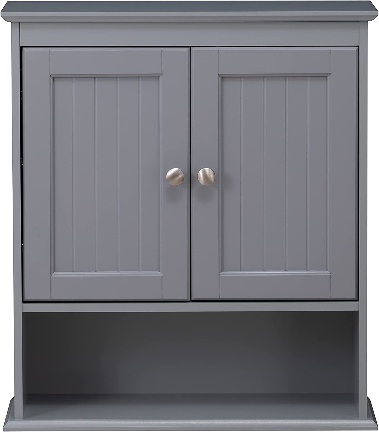 Spirich Wood Wall Mounted Bathroom Cabinet with Doors and Adjustable Shelves, Gray