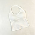 thumbnail image 2 of Womens Cotton Solid Color Halter Tank Tops Backless Double Lined Basic Shirts Trendy Going Out Tops White Free Size, 2 of 5