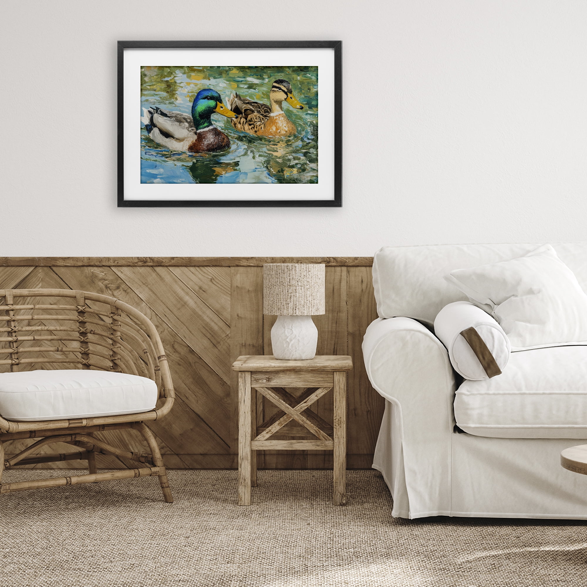 Stupell Industries Ducks Out For A Swim Black Framed Print Under Glass, design by Petal Prints Design
