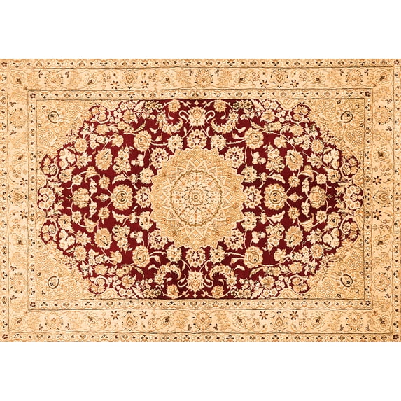 Ahgly Company Indoor Rectangle Medallion Orange Traditional Area Rugs, 5' x 8'