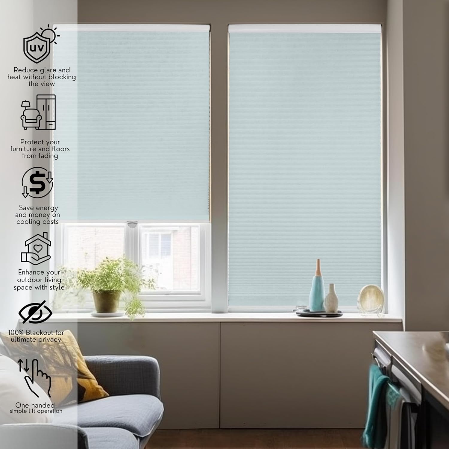 Chicology Cloud Cordless Light Filtering Cellular Shades 69.5 in. W x 48 in. L