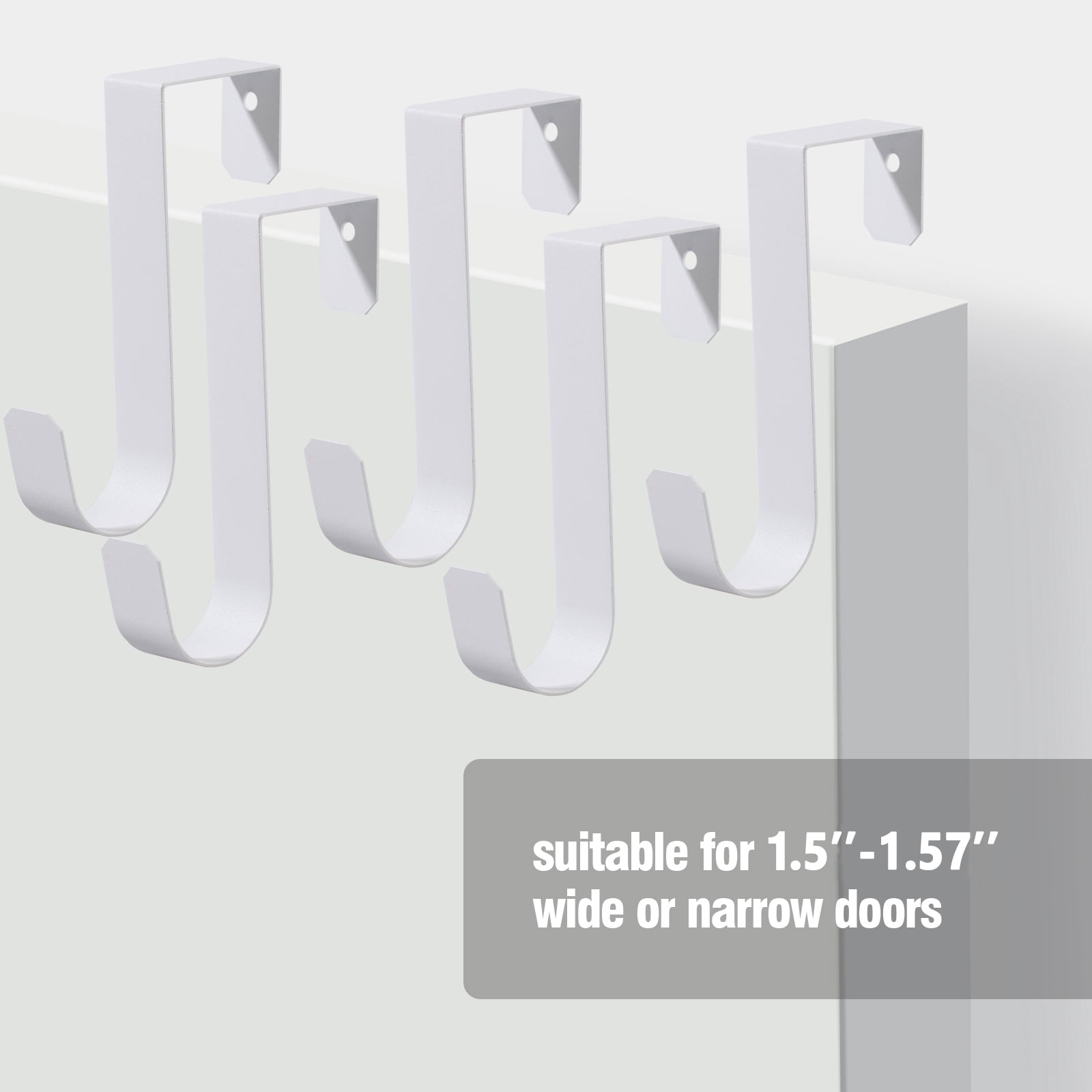 Romeda 6 Pack Over The Door Hooks, Sturdy Metal Single Over Door Hooks, White Door Hanger Hook Door Hooks for Hanging, Towels, Clothes, Bathroom, Hold Up to 7Lbs