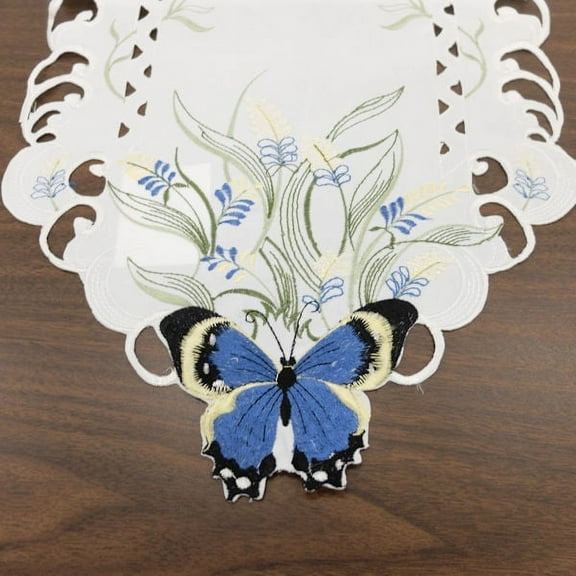 Butterfly Wildflower Embroidered Table Runner