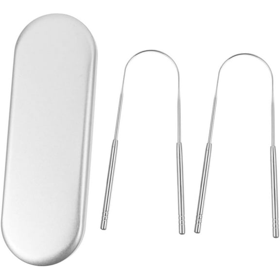 Stainless Spatula 2Pcs Tongue Cleaner Stainless Steel Portable Tongue Tongue Scraper Tongue Cleaning Brush