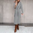 thumbnail image 2 of GDREDA Manteau Classique pour Femmes Col à Revers Ouvert avec Ceinture Longue Veste GY1,L, 2 of 5