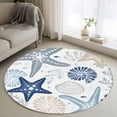 thumbnail image 2 of Blue Starfish Coastal Round Area Rug 4ft, Summer Beach Nautical Coral Sea Washable Non-Slip Circle Rugs for Bedroom Living Room Kitchen, Soft Non Shedding Circle Carpet for Dining Room Dorm, 2 of 9