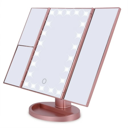 22 Led Lights Tri Fold Makeup Mirror 2x 3x Magnification Touch 22 Led Lights Tri Fold Makeup Mirror 2x 3x Magnification Touch Screen Desktop Vanity Rose Gold Com