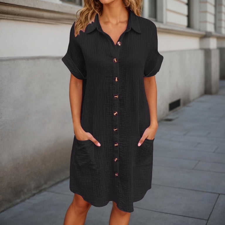 mini dress with buttons down the front Red Peri Mini Dress