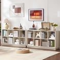 thumbnail image 4 of 52-Inch Long 8-Cube Horizontal Bookcase with Curved Edge, Low 2-Tier Cubby Console TV Stand for Living Room, White-Grey Cream Oak, 4 of 9