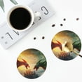 thumbnail image 4 of Yiaed Castle Red Green Sky Dragon Print Leather Coasters for Drinks - Cup Coasters Coffee Table Kitchen Table Bar, Home & Office Gifts Handmade Drink Coasters-Round Shape, 4 of 6