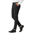 thumbnail image 5 of INSPIRE CHIC Men's Dress Plaid Slim Fit Flat Front Business Pants with Pockets 28 Black, 5 of 7