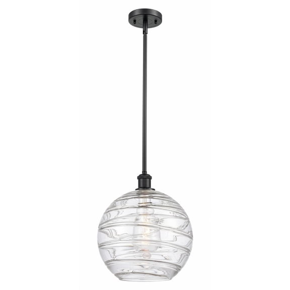 516-1S-BK-G1213-12-LED-Innovations Lighting-Athens Deco Swirl - 3.5W 1 LED Mini Pendant In Industrial Style-15 Inches Tall and 12 Inches Wide Matte