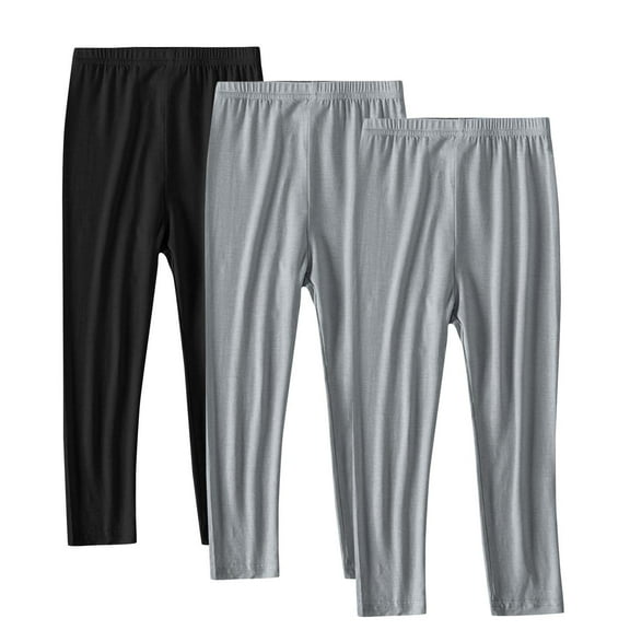 Ugoldhm Girls Leggings 3 Pack Plain Modal Soft Lightweight Pants Comfy Base Layer Bottoms Sizes 2-13