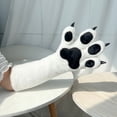 thumbnail image 5 of Byfri White Black Furry Animal Paw Gloves 40x15cm Warm Plush Mittens for Winter Festive Events, 5 of 7