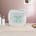thumbnail image 5 of Unique Bargains 1 Pc Letter m Pattern Makeup Bag for Travel White Corduroy, 5 of 6