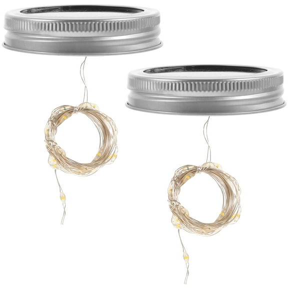 WHAMVOX 2pcs Solar Jar Lid String Lights Fairy Creative Bottle String Light Decorative Lamp for Outdoor Garden ( 2m, Warm White)