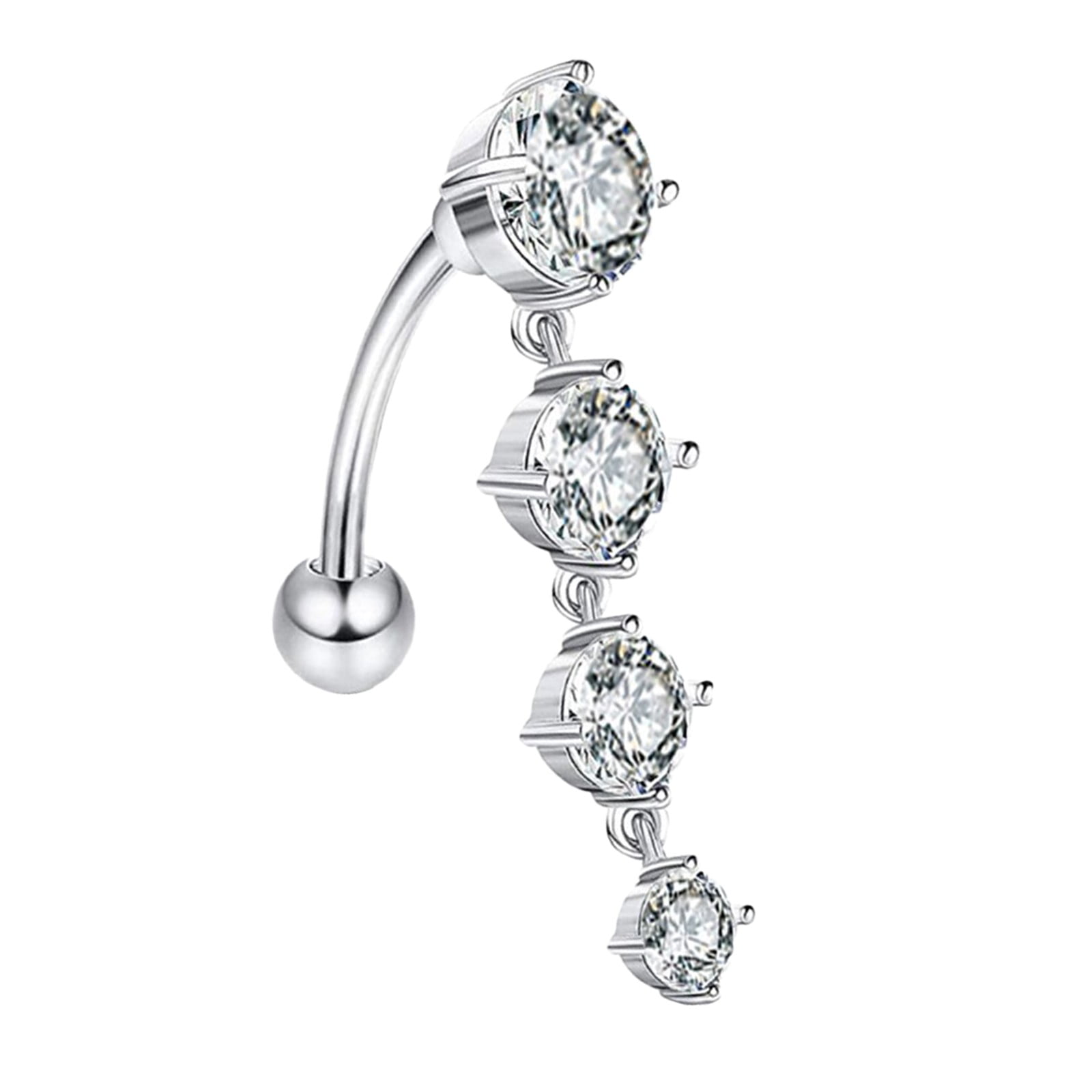 Pgeraug gifts for women Stainless Steel Rhinestone Navel Belly Button