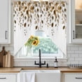thumbnail image 3 of Swag Valance Curtains for Windows, Brown Eucalyptus Leaves Light Filtering Kitchen Curtains with Rod Pocket, Summer Watercolor Leaf Window Treatment Valances for Living Room, 36x36 - 2 PCS, 3 of 9