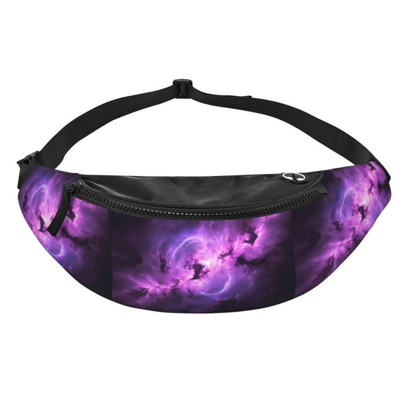 Women Men Nebula Purple Galaxy Pattern Fanny Pack Sling Crossbody Bag for Outdoor Travel Sports Hiking