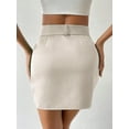 thumbnail image 2 of LinYooLi Women's Solid High Waist Pencil Belt Skirt Bodycon Mini Skirt, 2 of 5
