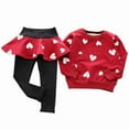 thumbnail image 5 of URMAGIC Toddler Kids Little Girls 2Pcs Love Heart Outfit Sets Long-Sleeved Sweatshirt+Tutu Skirt Leggings Fall Clothes, 5 of 6