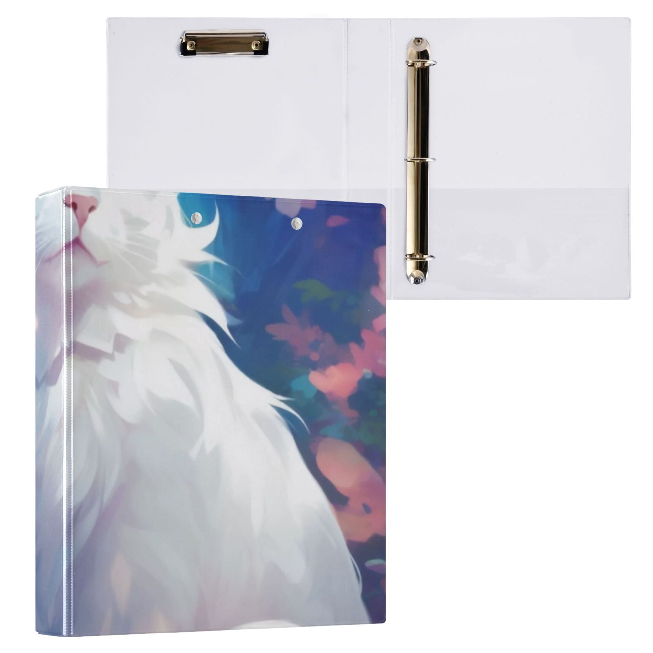 Cats Castle 3 Ring Binders 1.5 inch Hardcover File Folders with Interior Pockets A4 Size Organizer for School Office Hospital Set of 2