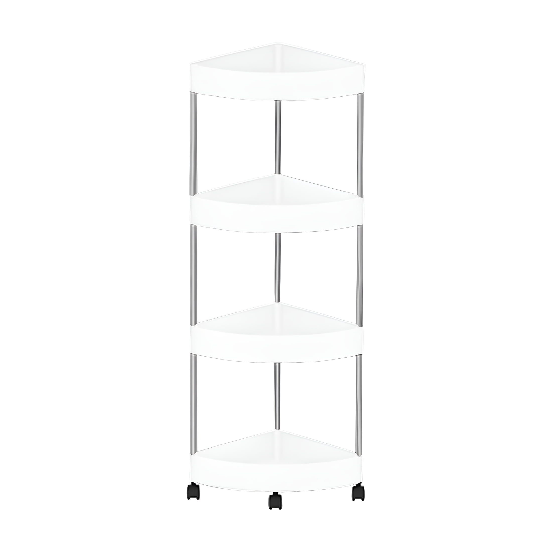 ACDANC Corner Shower Caddy Tension Pole Shower Organizer with 4 Tier Shelf for Bathroom Bathtub Tub Shampoo - Floor Standing Rack Bath Storage Holder
