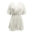 thumbnail image 3 of Women's V-Neck Wide Leg Short Sleeve Jumpsuit - Casual Summer Romper for Daily/Home Comfort, 3 of 3