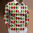 thumbnail image 2 of Rggeeun Mens Polo Shirts Male Christmas Fashion Leisure Comfortable 3D Printing Holiday Lapel Half Zipper Shirt Long Sleeve Shirt Blouse Tops Classic, 2 of 4