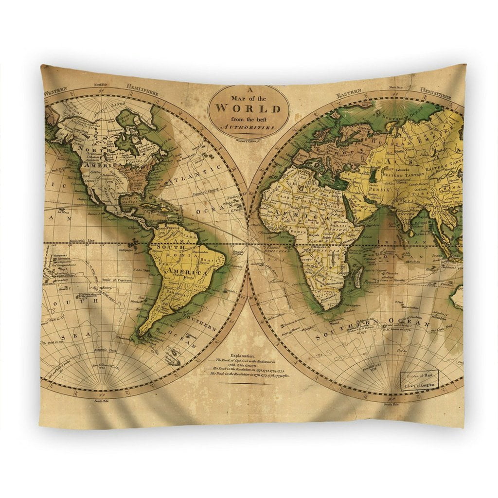POPCreation Maps Ancient World Map Tapestry Polyester Fabric Tapestries