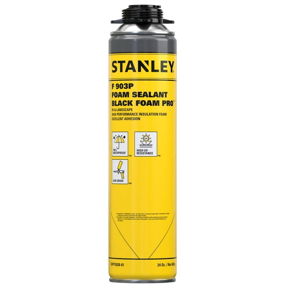 Espuma adhesiva STANLEY F903P, 680 ml, negra, impermeable a los rayos UV