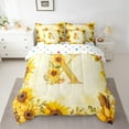 thumbnail image 2 of jejeloiu Personalized Letter X Bedding Comforter Set 7-Piece,Gold Monogrammed Theme King Bedding Sets,Sunflower Floral Flower Bed Sheets For Girl Teens,Ultra Soft Bedroom Decor Reversible, 2 of 8