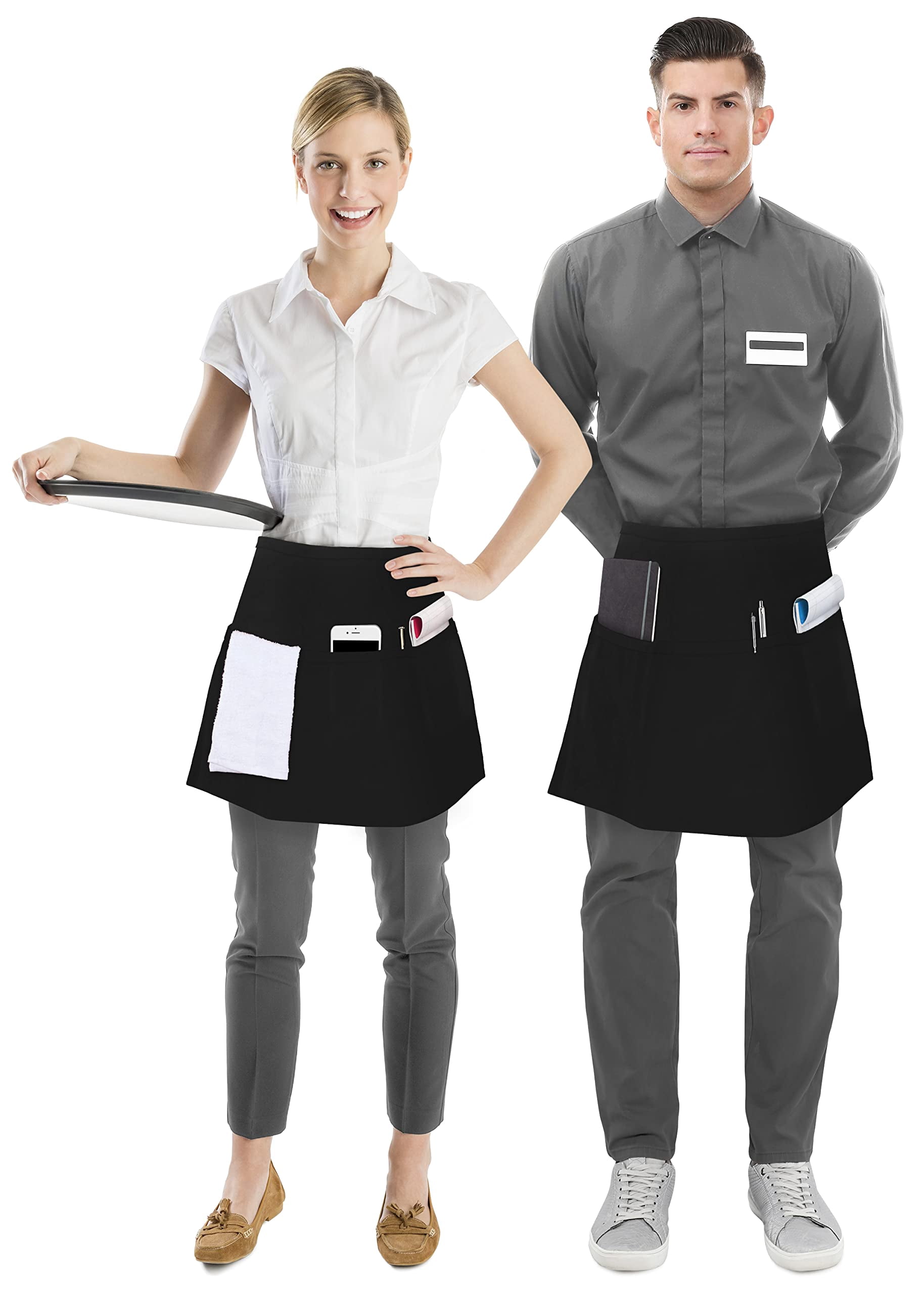 Cooking Aprons Black 24x12 Inches (Pack of 12)