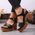 thumbnail image 3 of Rokment Platform Dressy Sandals for Women Ladies 2026 Comfortable Studded Leather Open Toe Chunky Block High Heels Summer Casual Beach Orthopedic Walking Shoes with Buckles Straps Black Size 10.5, 3 of 6
