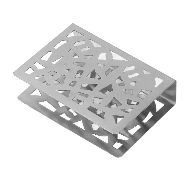 Servilletero con patrón hueco, servilletero vertical multifunción con borde brillante, servilletero de Metal para encimera, plateado