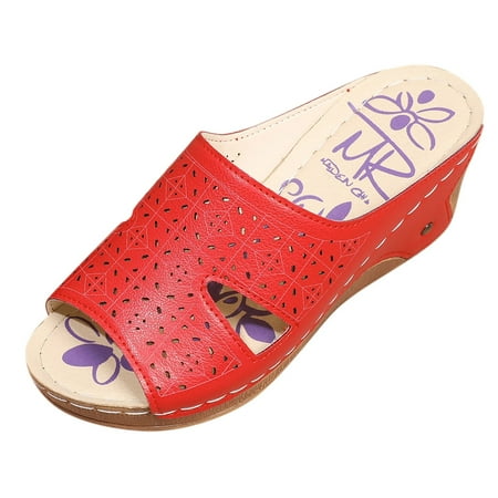 

knqrhpse slippers for women Fashion Spring And Summer Slope With Hollow Ladies Sandals Roman Peep Toe womens slippers house slippers for women