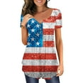 thumbnail image 2 of Midsumdr American Flag Shirts Womens 4th of July Tops V Neck Blouse Patriotic USA Summer Short Sleeve Tees, 2 of 5