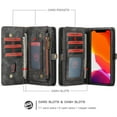 thumbnail image 2 of iPhone 11 Pro Max Case 6.5" 2019, Allytech 2 in 1 Magnetic Detachable TPU Back Cover Folio Flip Shell Stand Zipper Wallet Purse w/ Cards Holder Shockproof Case for Apple iPhone 11 Pro Max,Black, 2 of 9