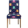 thumbnail image 2 of ZHANZZK Cute Flat Owls Sitting on a Brunch with Berries Stretch Chair Cover Protector Seat Slipcover for Dining Room Hotel Wedding Party Set of 4, 2 of 6