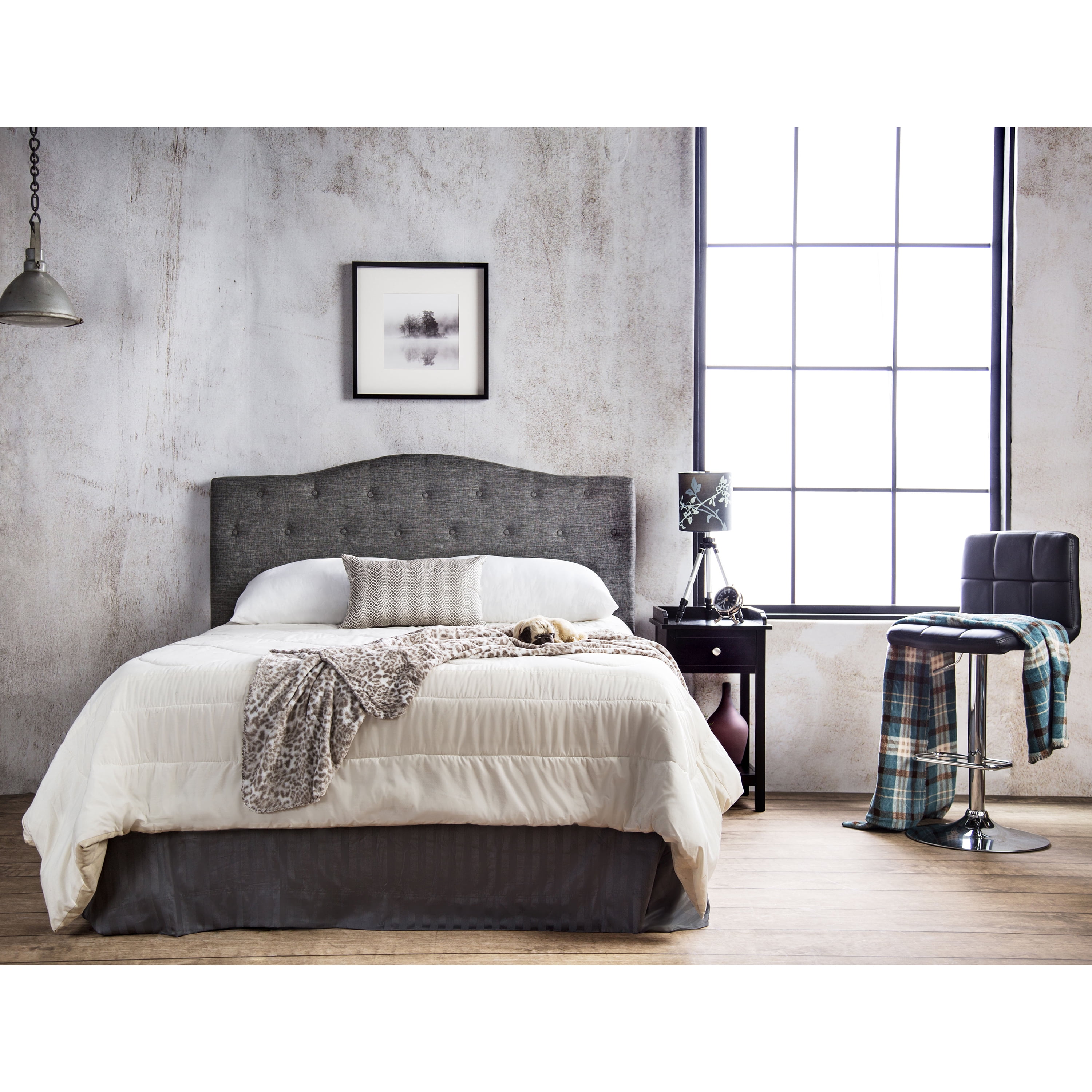 Furniture of America Bancroft Tufted Fabric Headboard, Full/Queen, Gray