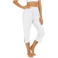 thumbnail image 6 of DAFPZW High Waisted Yoga Pants for Women Side Slit Straight Leg Cropped Pant with Pockets Workout Athletic Capris, 6 of 9