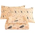 thumbnail image 6 of Mooreeke Printed Bed Sheet Set Beige Leaf Microfiber Fitted Bed Sheets, King Size, 6 of 6