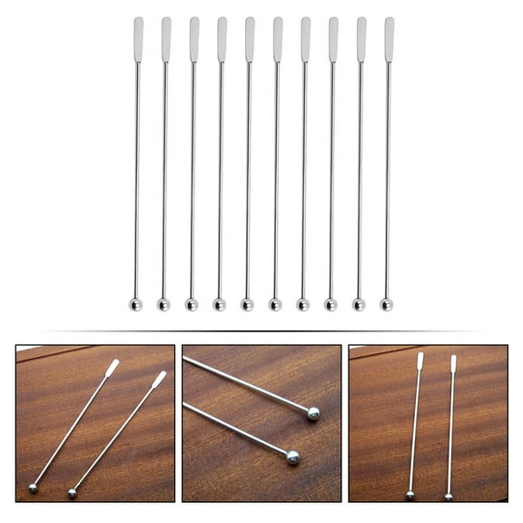 Stri 10pcs Stainless Steel Coffee Beverage Stirrer Party Drink Swizzle Sticks