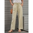 thumbnail image 4 of DOKOTOO Pants for Women Casual Cotton Pants Drawstring Elastic Waisted Straight Leg Khaki Pants Women XL US 16-18, 4 of 9