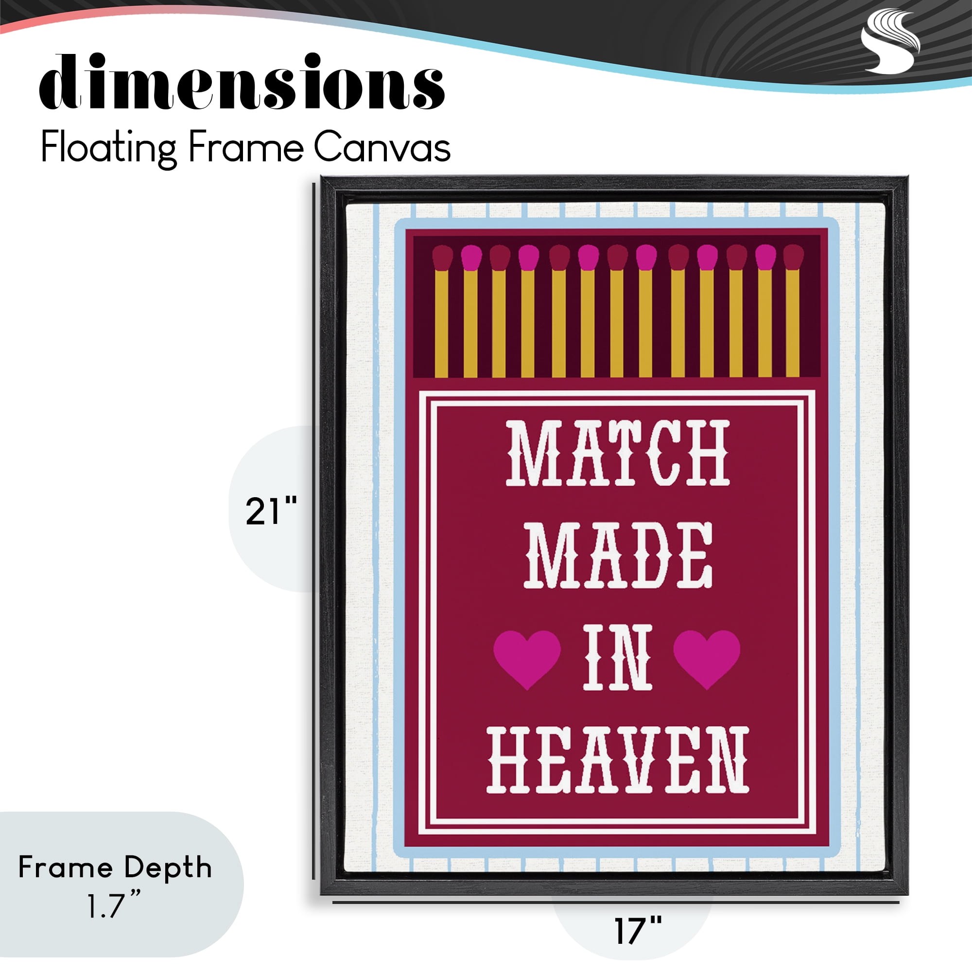 Stupell Industries Vintage Match Made In Heaven Black Framed Floater Canvas Wall Art, design by Lil' Rue