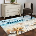 thumbnail image 3 of 3x5 Area Rugs, Summer Coastal Beach Non-Skid Rubber Backing Large Rectangle Rugs - Living Room Bedroom Home Office, Ocean Wave Starfish Shell Indoor Floor Mat Carpets Washable Rug, 3 of 9