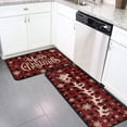 thumbnail image 5 of Buffalo Plaid Snowflake Elk Christmas Sleigh Decorative Kitchen Rug Set of 2, Non-Slip Washable Kitchen Floor Mats for Winter Home Kitchen Christmas Decor, Red and Black Plaid 17x30+17x47inch, 5 of 6