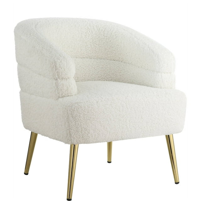 ACME Chaise d'Appoint Rembourrée Tissu en Faux Sherpa Blanc